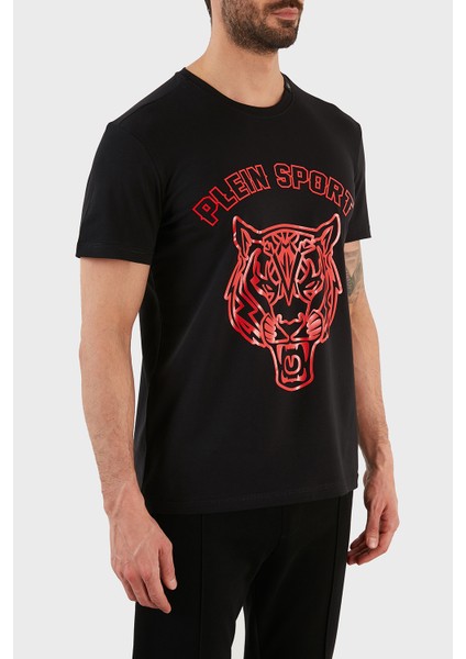 Logolu Bisiklet Yaka Pamuklu Erkek T-Shirt TIPS113IT99