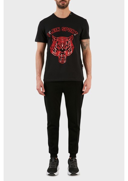 Logolu Bisiklet Yaka Pamuklu Erkek T-Shirt TIPS113IT99
