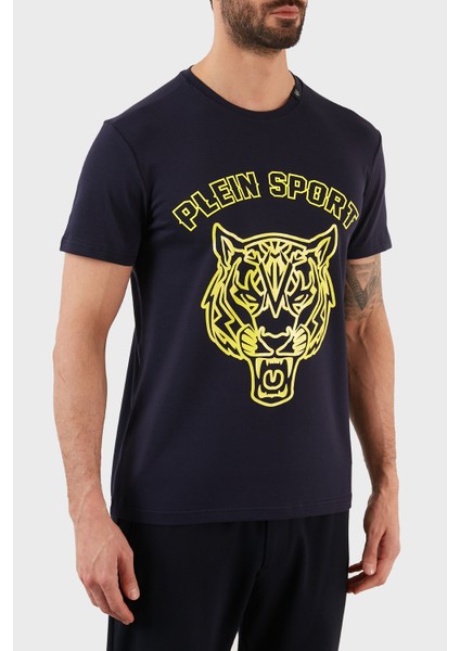 Plein Sport Logolu Bisiklet Yaka Pamuklu Erkek T-Shirt TIPS113IT85