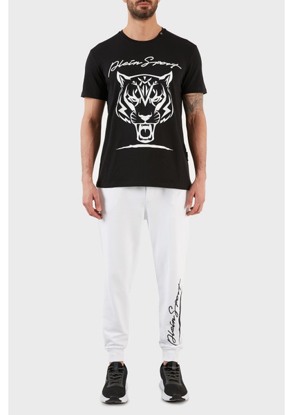 Logolu Bisiklet Yaka Pamuklu Erkek T-Shirt TIPS123IT99