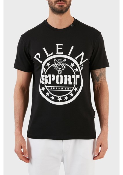 Logolu Bisiklet Yaka Pamuklu Erkek T-Shirt TIPS128IT99