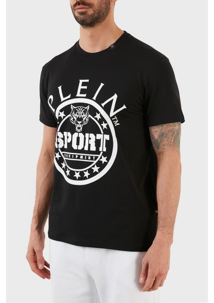 Logolu Bisiklet Yaka Pamuklu Erkek T-Shirt TIPS128IT99