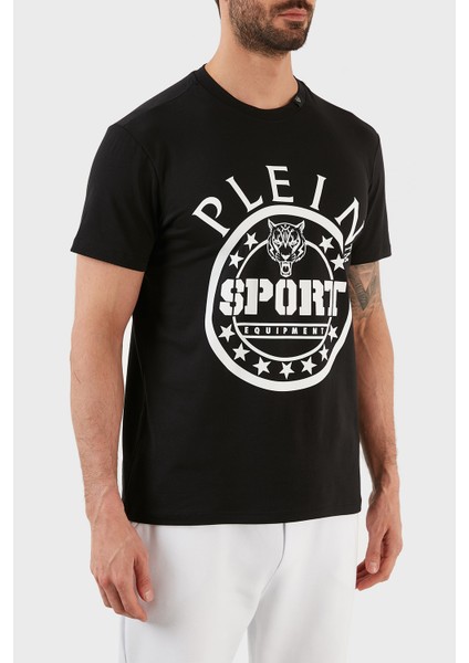 Logolu Bisiklet Yaka Pamuklu Erkek T-Shirt TIPS128IT99