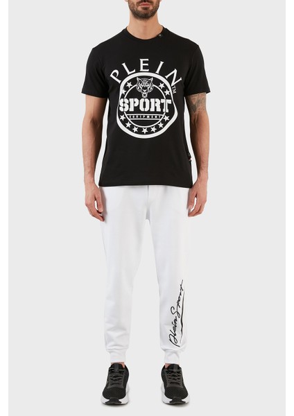 Logolu Bisiklet Yaka Pamuklu Erkek T-Shirt TIPS128IT99