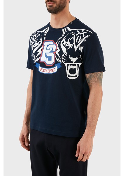 Logolu Bisiklet Yaka Pamuk Erkek T-Shirt TIPS119TN85