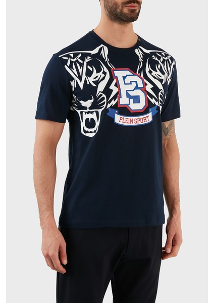 Logolu Bisiklet Yaka Pamuk Erkek T-Shirt TIPS119TN85