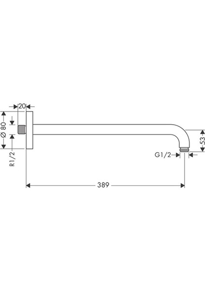 27413000 Hg Duş Dirseği 389 mm