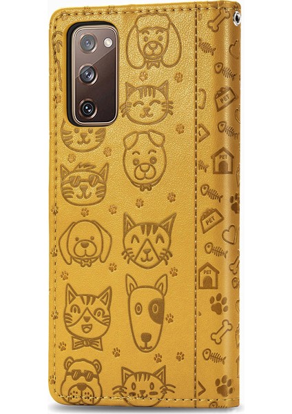 Galaxy S20 Fe / S20 Lite Sevimli Kedi ve Köpek Kabartmalı Kılıf Sarı (Yurt Dışından) modelleri