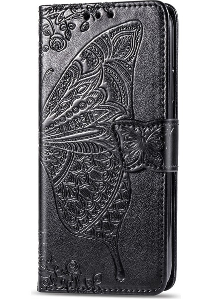 Galaxy S20 Fe / S20 Lite Kelebek Renkli Çiçek Kabartmalı Kılıf Siyah (Yurt Dışından)