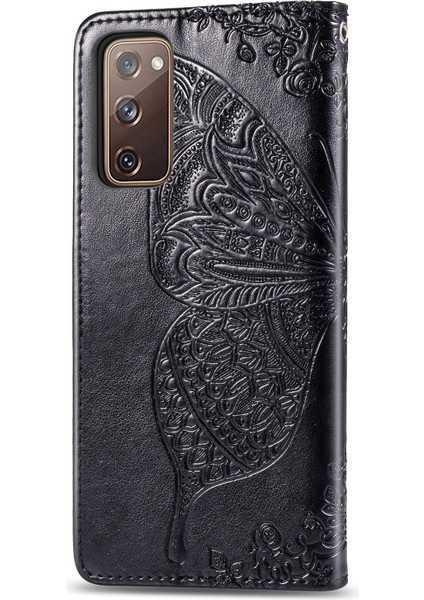 Galaxy S20 Fe / S20 Lite Kelebek Renkli Çiçek Kabartmalı Kılıf Siyah (Yurt Dışından) modelleri