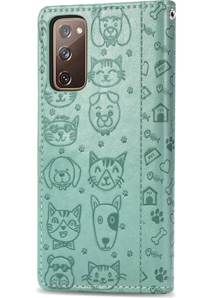 Galaxy S20 Fe / S20 Lite Sevimli Kedi ve Köpek Kabartmalı Kılıf Yeşil (Yurt Dışından) modelleri