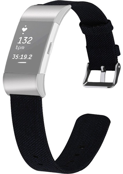 Fitbit Şarj 2 Için Tuval Bilek Kayışı, Boyut: L Siyah (Yurt Dışından)