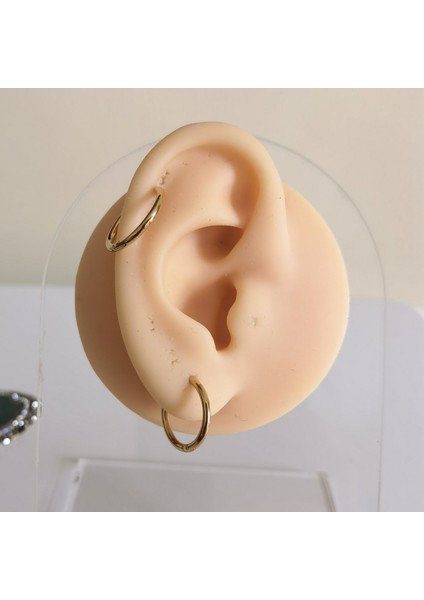 Paslanmaz Çelik Gold Minik Halka Küpe - 12 mm - 1 Çift