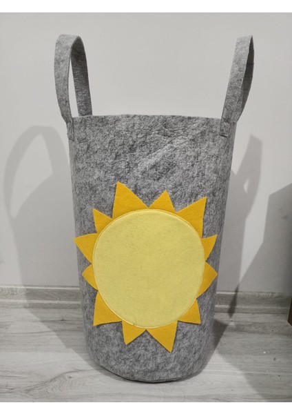 Keçeden Çocuk ve Bebek Odası Penguen Desenli Oyuncak/kirli Sepeti 34X32 cm