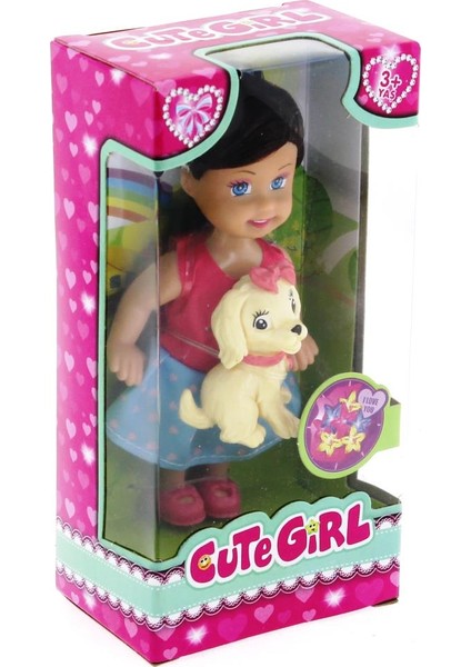 Cute Girl Sarı Köpekli ve Kumral Mini Bebek fiyatları