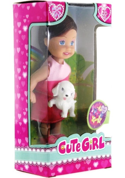 Cute Girl Köpek Figürlü Kumral Mini Bebek fiyatları