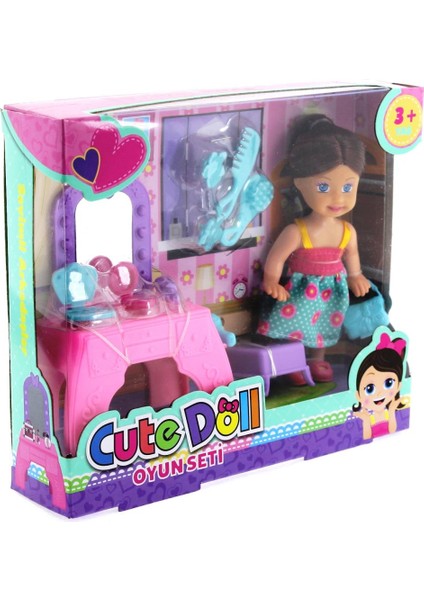 Cute Doll Mini Bebek Aksesuarlı ve Makyaj Masalı Oyun Seti