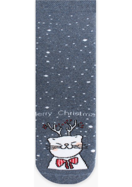 Kutulu 2li Merry Christmas Desenli Havlu Çocuk Çorabı