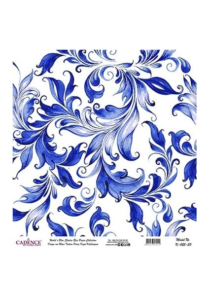 Yaprak Desen Mavi Tonlar Cadence Pirinç Dekopaj - K025