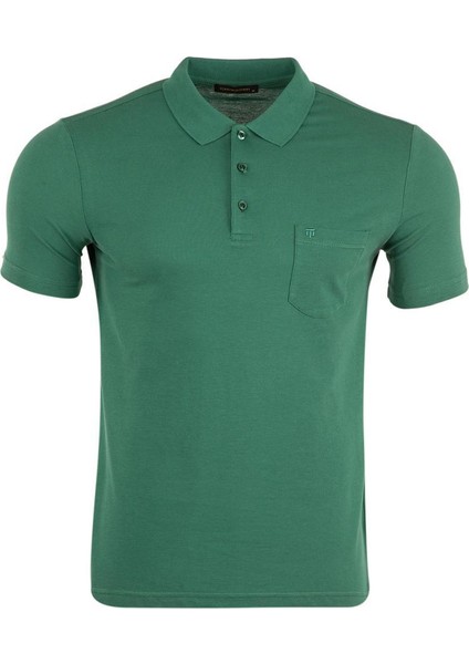 Regular Fit Polo Yaka Klasik Cepli %100 Pamuk Kısa Kollu Basic Penye T-Shirt-PE3605TY22