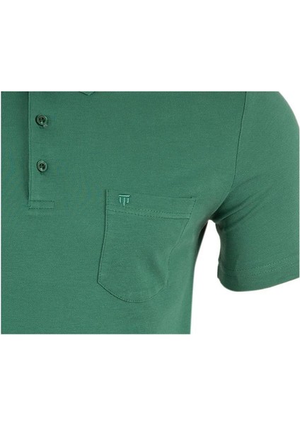 Regular Fit Polo Yaka Klasik Cepli %100 Pamuk Kısa Kollu Basic Penye T-Shirt-PE3605TY22