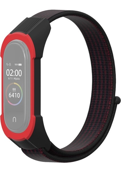 Xiaomi Mi Band 5/4/3 Watchband Siyah Kırmızı + Siyah Kırmızı (Yurt Dışından)