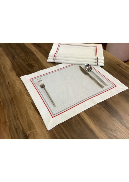 Oya Home Oya Çift Piko Dikişli Amerikan Servis Set -6 Lı