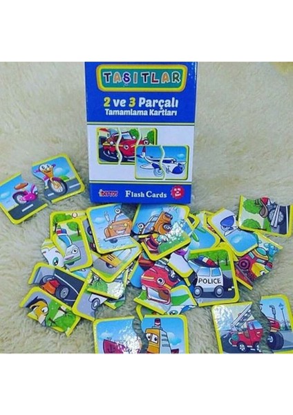 Diy Toy Diytoy Taşıt Tamamlama, Zeka Kartları, 2 ve 3 Parçalı Birleştirme