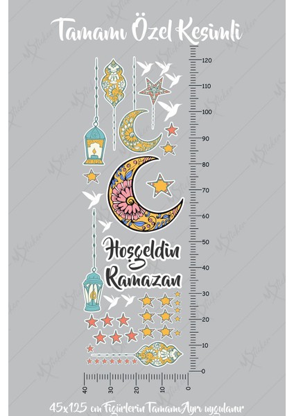 Hoşgeldin Ramazan Sticker Seti - Ramazan Kandilleri Hilal ve Yıldız Figürlü modelleri