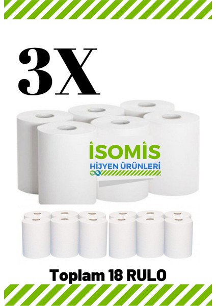 Kağıt Havlu - Eko Paket -Fotoselli Hareketli Kağıt Havlu 18 Rulo - 21 cm - 6000 gr