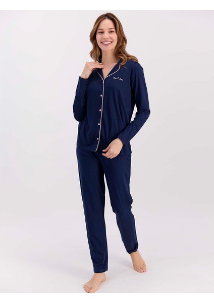Kadın Gelin Modal Pamuk Gömlek Pijama Takımı 7717