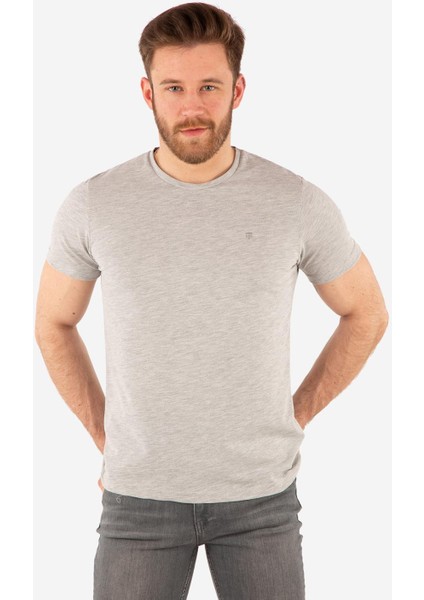Regular Fit Bisiklet Yaka %100 Pamuk Kısa Kollu Basic Penye T-Shirt-PE3601TY22