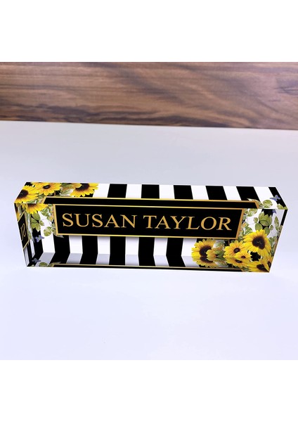 Kişiselleştirilmiş Ofis Masa Dekoru Isim Plakası Masa Aksesuarları Ayçiçekleri modelleri