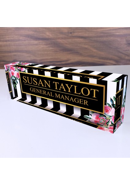 Kişiselleştirilmiş Ofis Masa Dekoru Isim Plakası Masa Aksesuarlar Pembe Güller