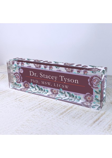 Ofis Masası Isim Plakası Kişiselleştirilmiş Vintage Çiçek Tasarımı Masa Dekoru fiyatları