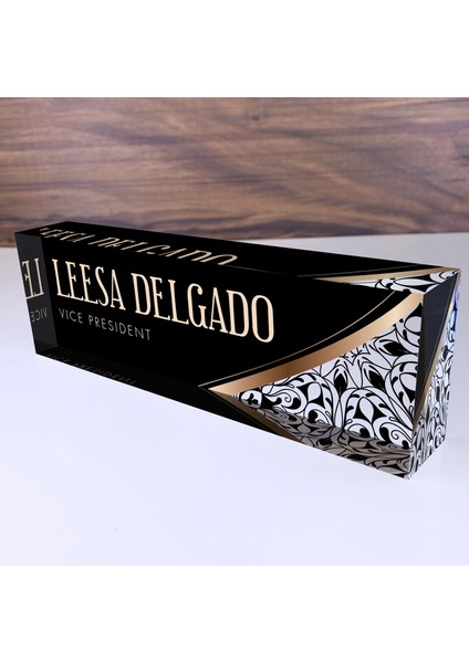 Ofis Masası Isim Plakası Kişiselleştirilmiş Soyut Çiçek Tasarımı Ofis Dekoru