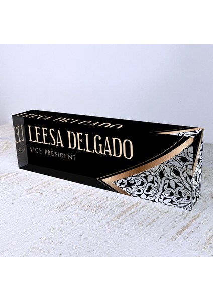 Ofis Masası Isim Plakası Kişiselleştirilmiş Soyut Çiçek Tasarımı Ofis Dekoru modelleri