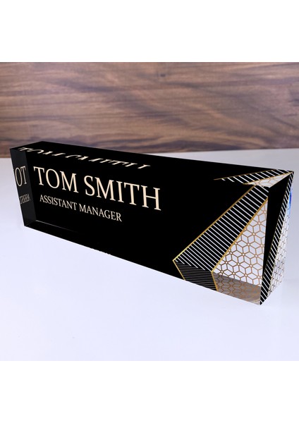 Ofis Masası Isim Plakası Kişiselleştirilmiş Isimlik Soyut Şekiller Tasarımı