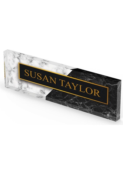 Kapılar Için Akrilik Cam Üzerine Siyah Beyaz Mermer Kapı Isim Plakası