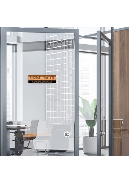 Kapılar Için Akrilik Cam Üzerine Altın Siyah Şerit Kapı Isim Plakası Ofis modelleri