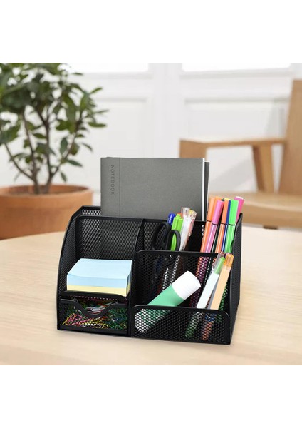 SunniMix 6 Bölmeler Kalem Kalem Tutucu Masa Organizatör Fırça Saklama Konteyner Siyah (Yurt dışından) fırsatları