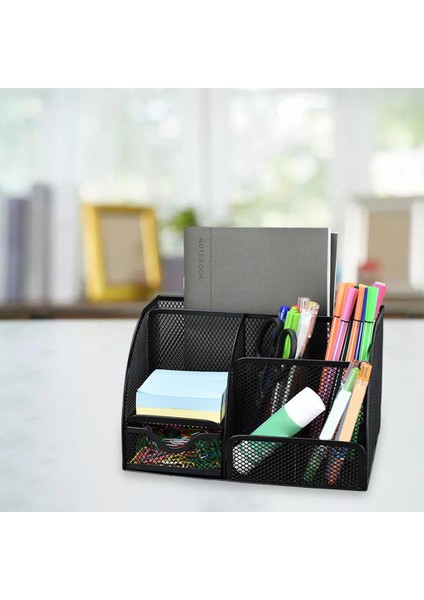 SunniMix 6 Bölmeler Kalem Kalem Tutucu Masa Organizatör Fırça Saklama Konteyner Siyah (Yurt dışından) indirimleri