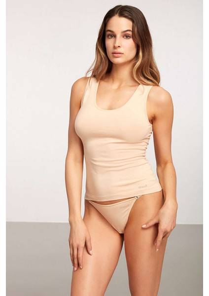 Basic Singlet Pamuklu Kalın Askılı Atlet Ten (2 Paket)