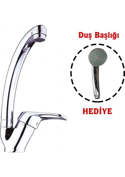 Mix Kuğu Mutfak Evye Batarya  + Duş Başlığı Hediyeli