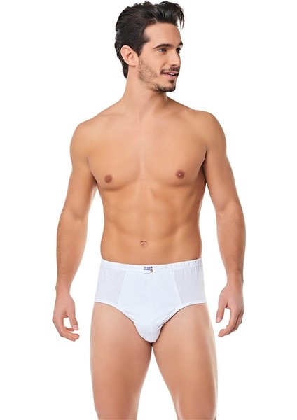 12'li Paket Seher Yıldızı Beyaz %100 Pamuk Erkek Slip Külot