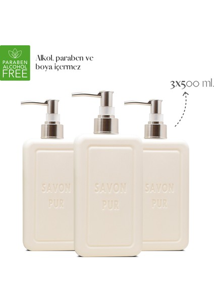 Savon Pur Luxury Vegan Sıvı Sabun Beyaz 3 x 500 ml