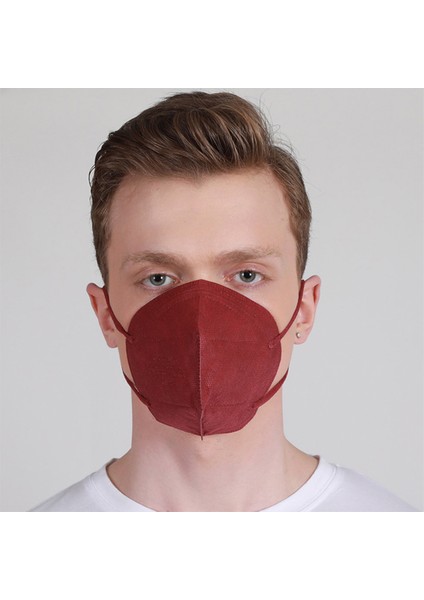 N95 Ffp2 Koruyucu Maske Bordo Renk 10 Adet Tekli Paket Duck Modeli