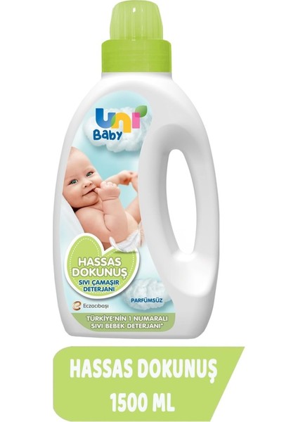 Uni Baby Çamaşır Deterjanı Sensitive 1500ML Hassas Dokunuş -Yeşil -4 Lü Set