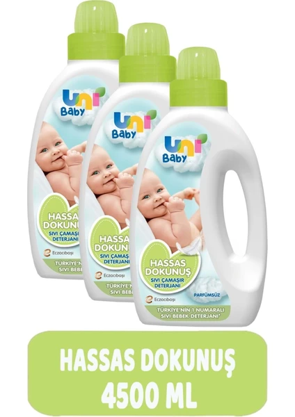 Uni Baby Çamaşır Deterjanı Sensitive 1500ML Hassas Dokunuş -Yeşil -3 Lü Set