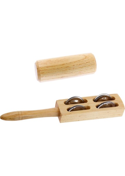 2 Adet Çocuk El Müzik Oyuncak Silindirik Ahşap Kum Maraca Çalkalayıcı Handbells Shaker (Yurt Dışından)